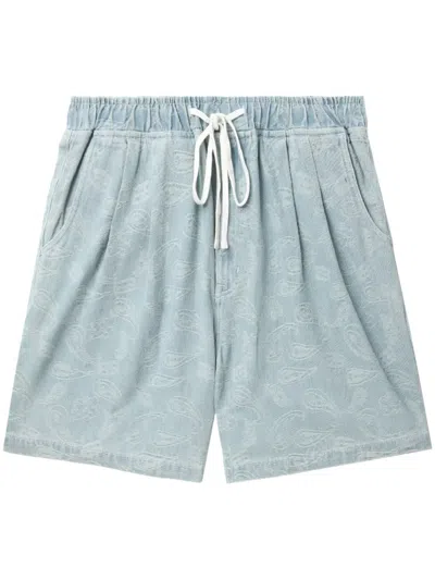 Five Cm Patterned-jacquard Drawstring Shorts In Blue