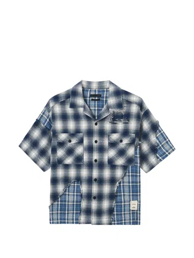 Five Cm Plaid Distressed Shirt In Blue