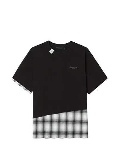Five Cm Plaid-panel T-shirt In Black