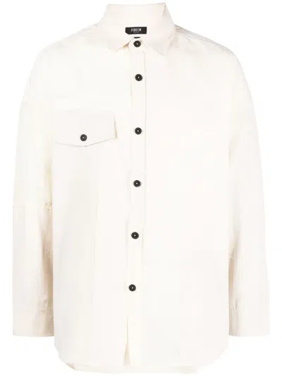 Five Cm Plain Buttoned Cotton Shirt In White