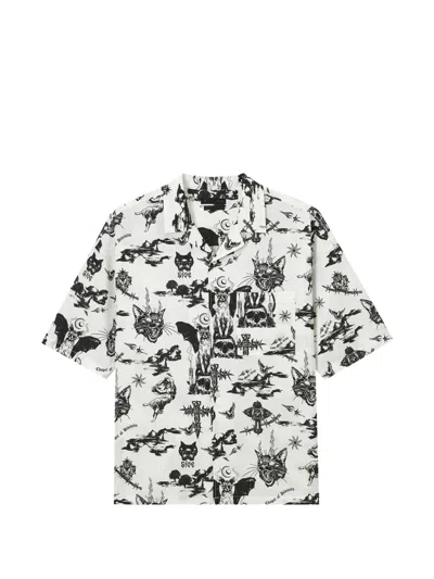 Five Cm Print Pocket Shirt In White