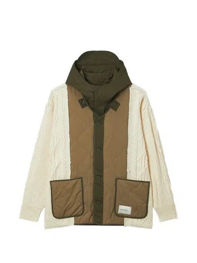 Five Cm Quilted Cable-knit Jacket In Green