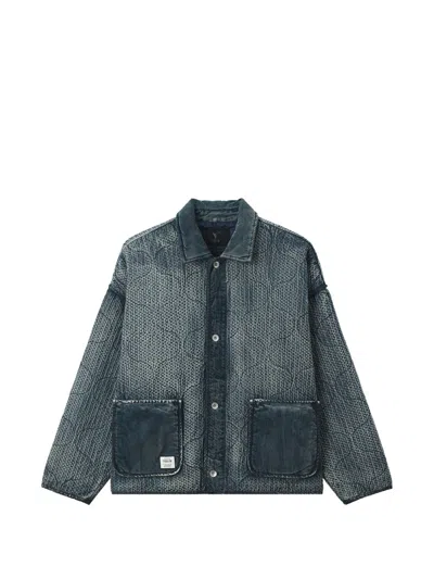Five Cm Quilted Corduroy-panelled Jacket In Blue