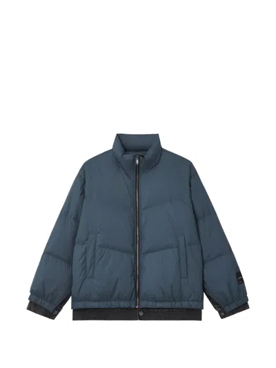 Five Cm Quilted Panelled Puffer Jacket In Blue