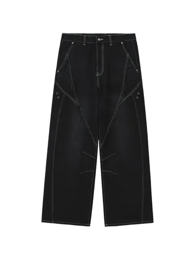 Five Cm Raw-edge Panelled Jeans In Black