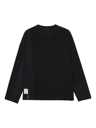 Five Cm Ribbed Panelled T-shirt In Black