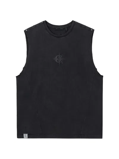 Five Cm Round-neck Sleeveless Top In Black