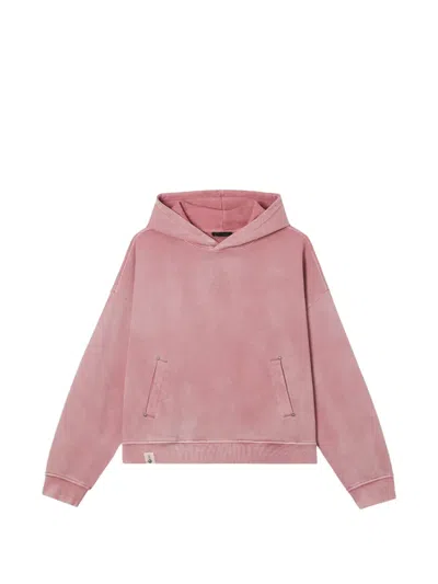 Five Cm Skeleton-embroidered Washed-effect Hoodie In Pink