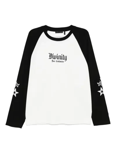 Five Cm Slogan-embroidered T-shirt In White