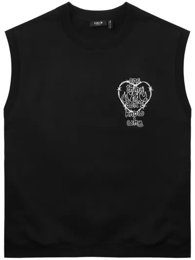 Five Cm Slogan-print Sleeveless Sweatshirt In Black