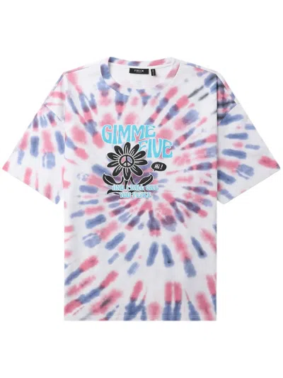Five Cm Slogan-print Tie-dye T-shirt In White