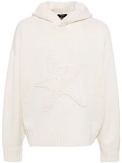 Five Cm Star Detail Hoodie In 白色