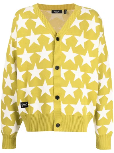 Five Cm Intarsien-cardigan Mit Sternen In Grün