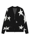 Five Cm Star-pattern Zip-front Cardigan In Black