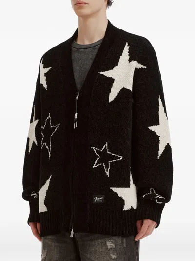 Five Cm Star-intarsia Zip-up Cardigan In Transparent