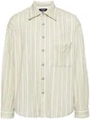 Five Cm Striped Button-up Shirt In Green