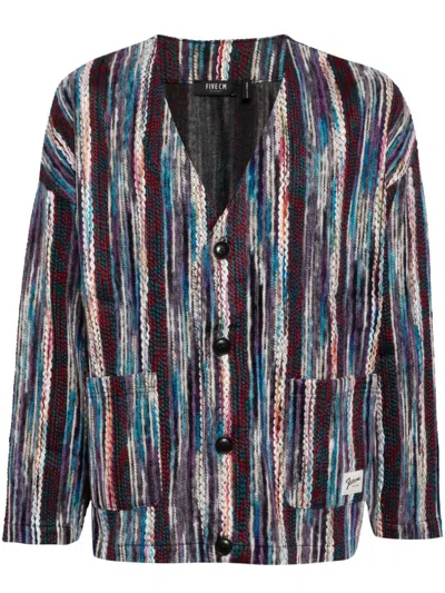 Five Cm Striped Cardigan In 紫色