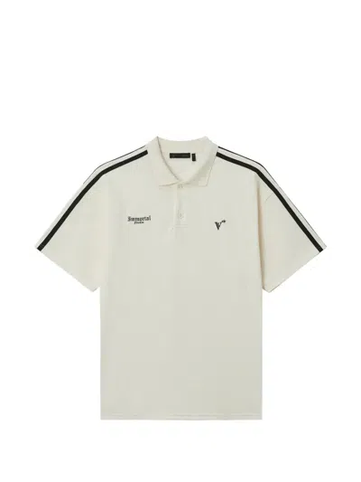 Five Cm Stripe-detail Polo Shirt In Neutral