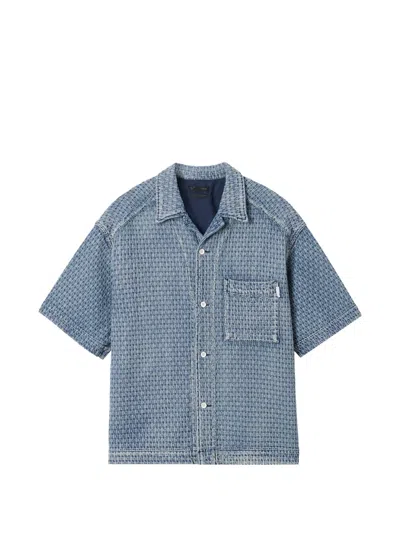 Five Cm Textured Boxy Shirt In Blue