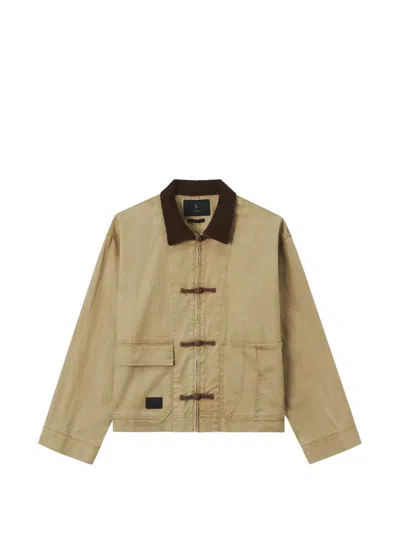 Five Cm Toggle-fastening Corduroy-collar Jacket In Neutrals