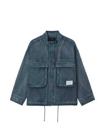 Five Cm Waffle-textured Panelled Jacket In Blue