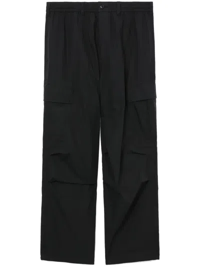 Five Cm Elasticated-waistband Cargo Trousers In Black