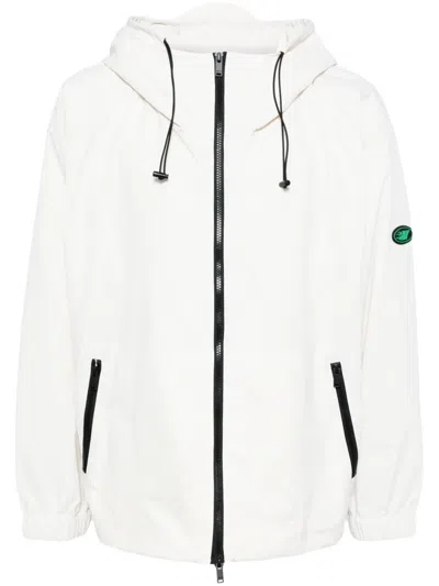 Five Cm Zip-up Hooded Windbreaker In White