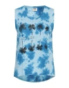 Five Jeans Woman Tank Top Azure Size M Cotton In Blue