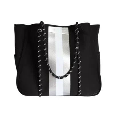 Five Love Women Courtside Large Tennis Racket Tote Bag In Black/white/silver
