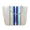 Five Love Women Courtside Large Tote Bag In White And Blue Stripes