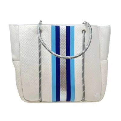 Five Love Women Courtside Large Tote Bag In White And Blue Stripes