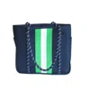 Five Love Women Courtside Small Pickleball Paddle Tote Bag In Navy With Green And White Stripes In Multi