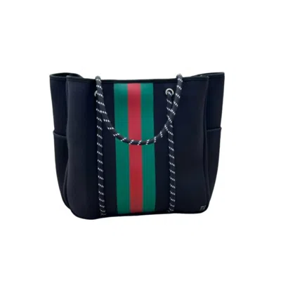 Five Love Women Courtside Small Tote Bag In Black With Red And Green Stripes