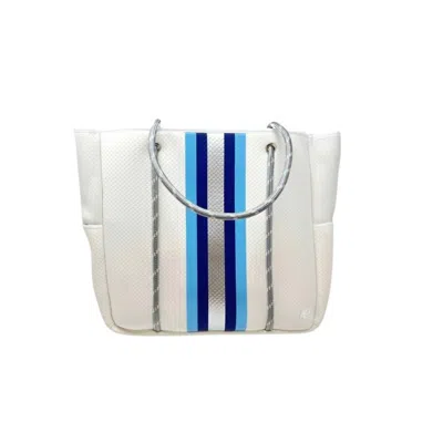 Five Love Women Courtside Small Tote Bag In White And Blue Stripes