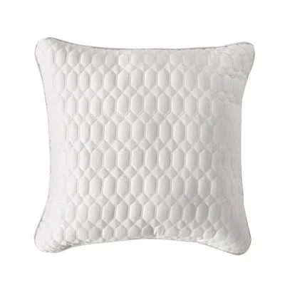 Five Queens Court Blanchard Brilliance 20" Square Quilted Decorative Throw Pillow In Ivory