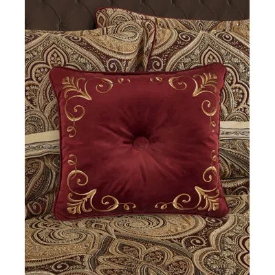Five Queens Court Bordeaux 18" Square Decorative Throw Pillow In Crimson