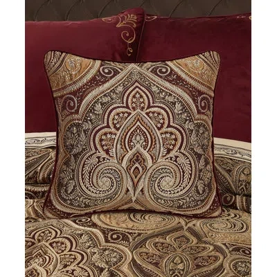 Five Queens Court Bordeaux 20" Square Decorative Throw Pillow In Crimson