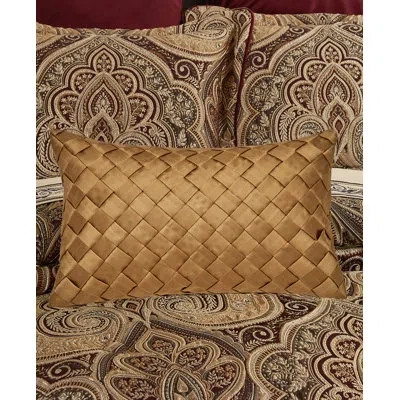 Five Queens Court Bordeaux Boudoir Decorative Throw Pillow In Gold