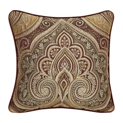 Five Queens Court Bordeaux Square Throw Pillow In Brown