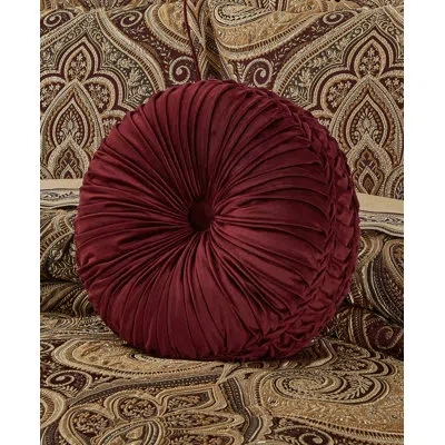 Five Queens Court Bordeaux Tufted Round Decorative Throw Pillow In Crimson