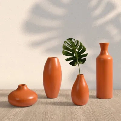 Five Queens Court Brazil 12" Vase In Orange