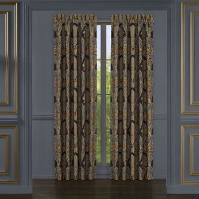 Five Queens Court Bristol Curtain Panel Pair In Indigo