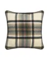 Five Queens Court Daniel Plaid Square Decorative Pillow, 20" X 20" In Forest