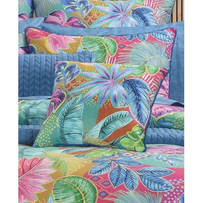 Five Queens Court Hana 18" Square Decorative Throw Pillow In Turquoise