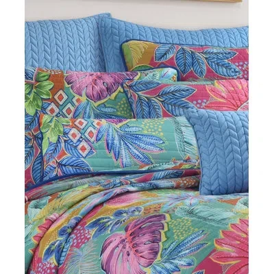 Five Queens Court Hana Quilted Boudoir Decorative Throw Pillow In Turquoise