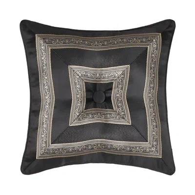 Five Queens Court Harriman 20" Square Decorative Throw Pillow In Black Striped