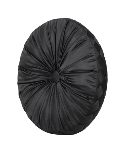 Five Queens Court Harriman Tufted Round Decorative Pillow, 15" X 15" In Black