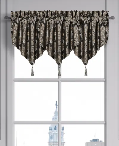 Five Queens Court Harriman Window Ascot Valance, 40" X 21" In Black