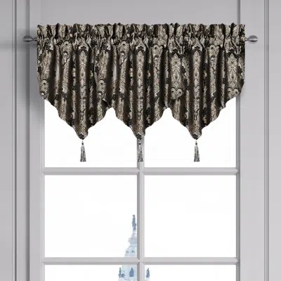 Five Queens Court Harriman Window Ascot Valance In Black
