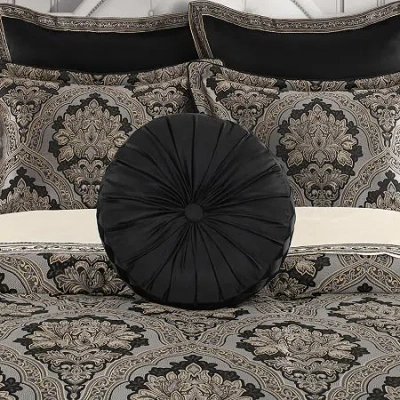Five Queens Court Hawthorne Round Throw Pillow In Black